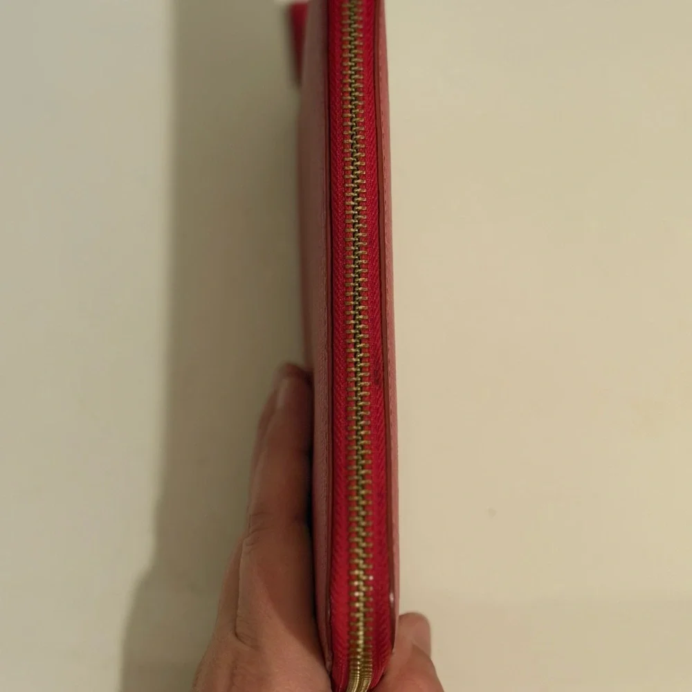 Talbots Leather Red and Navy Polka Dot Wallet